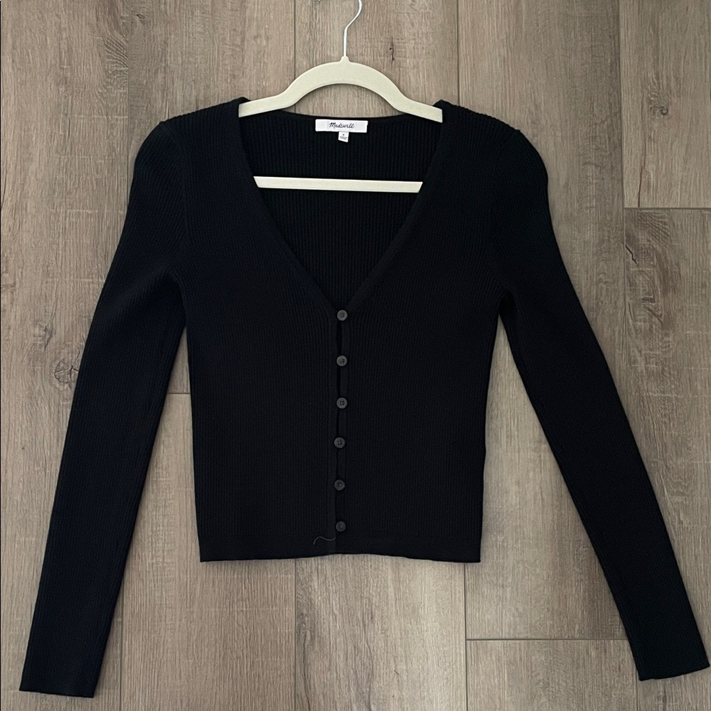 Madewell Black Ribbed Knit Top